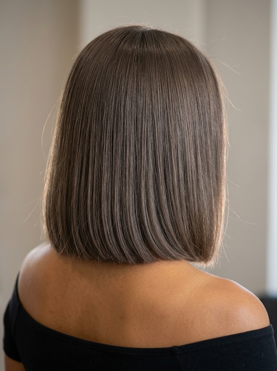 shoulder-length smoky portobello brown haircut, solid all-over color for summer 2026
