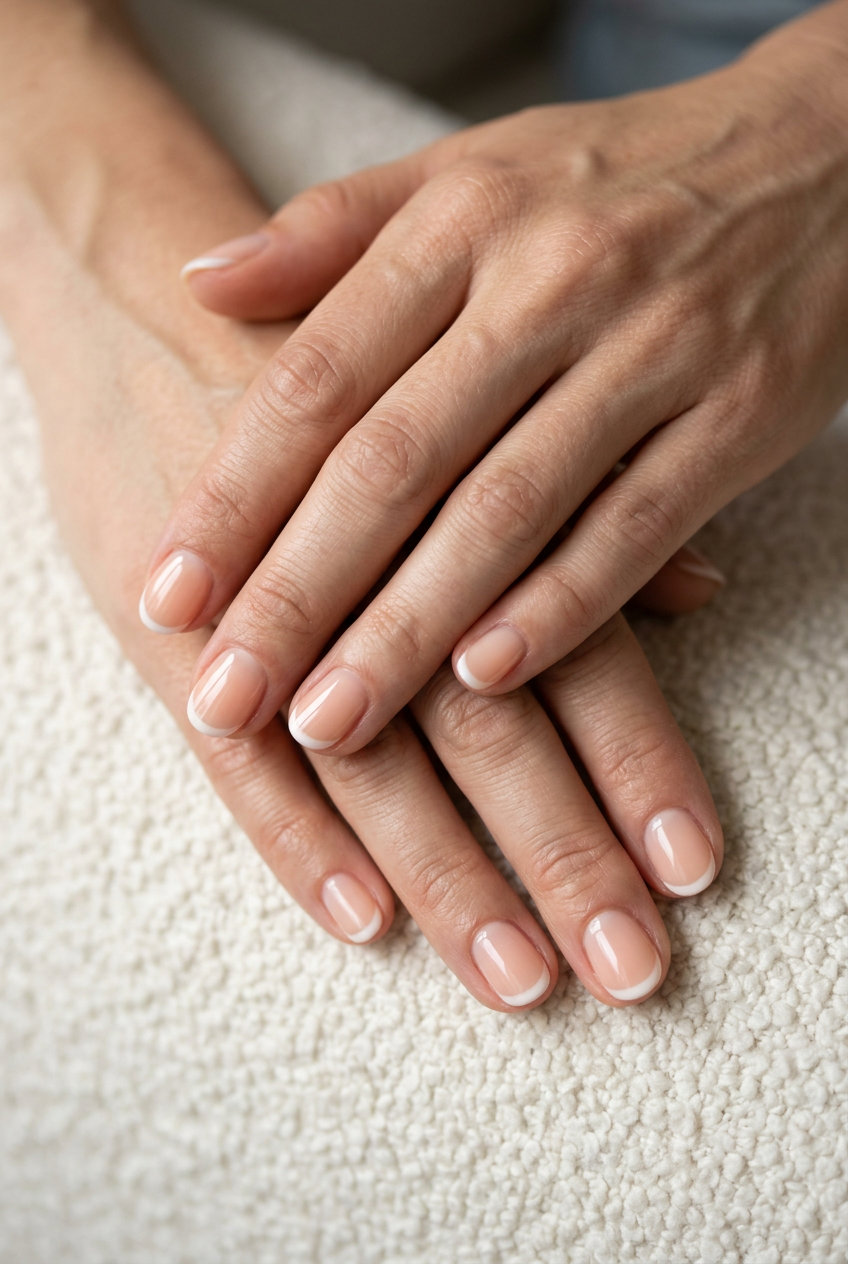 Sheer peach milky French nails, a minimalist solid summer nails 2026 style for daily wear and office.