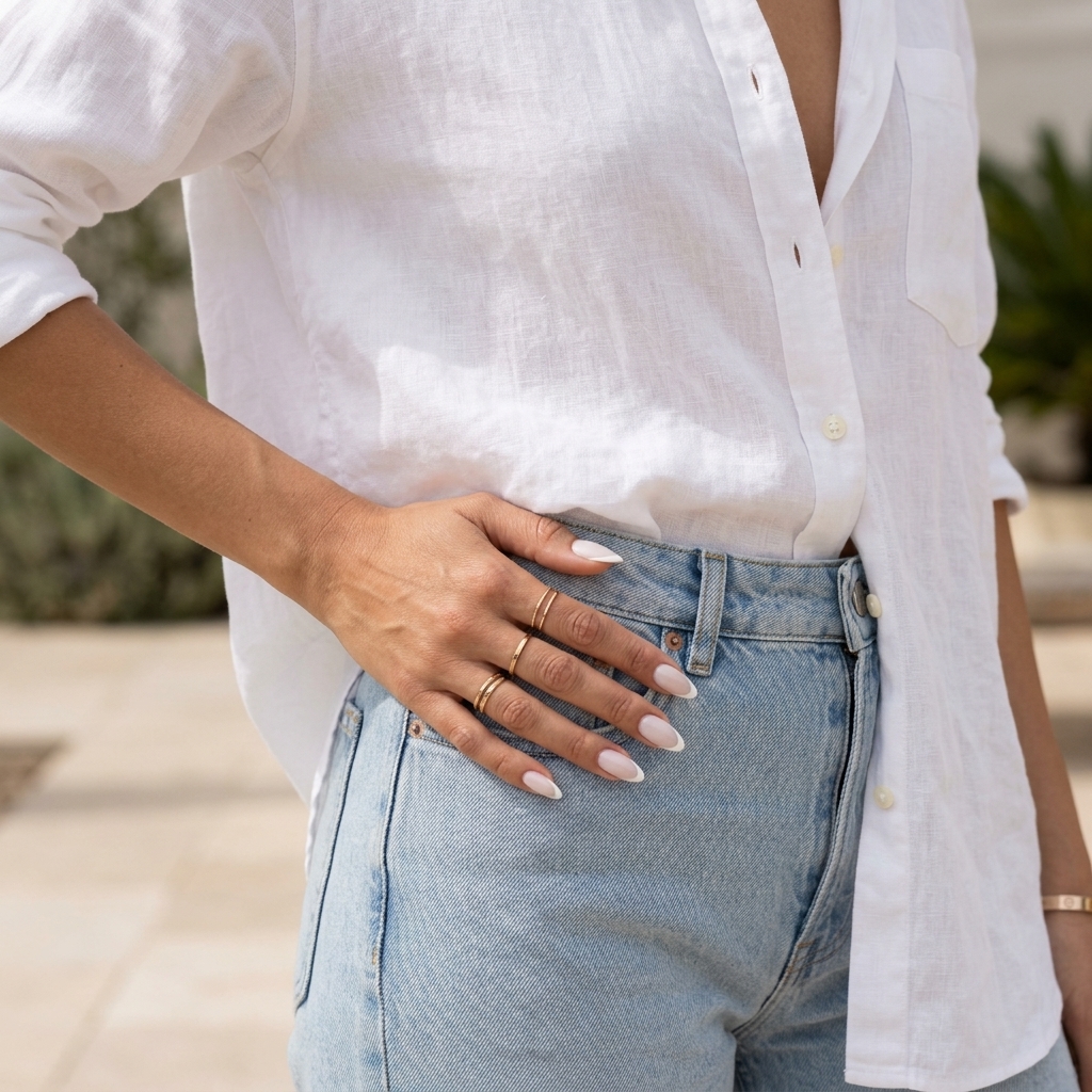 Summer Classy Nails 2026: Milky French Clean milky white soft square French nails, ideal for office and wedding guest summer classy nails 2026.