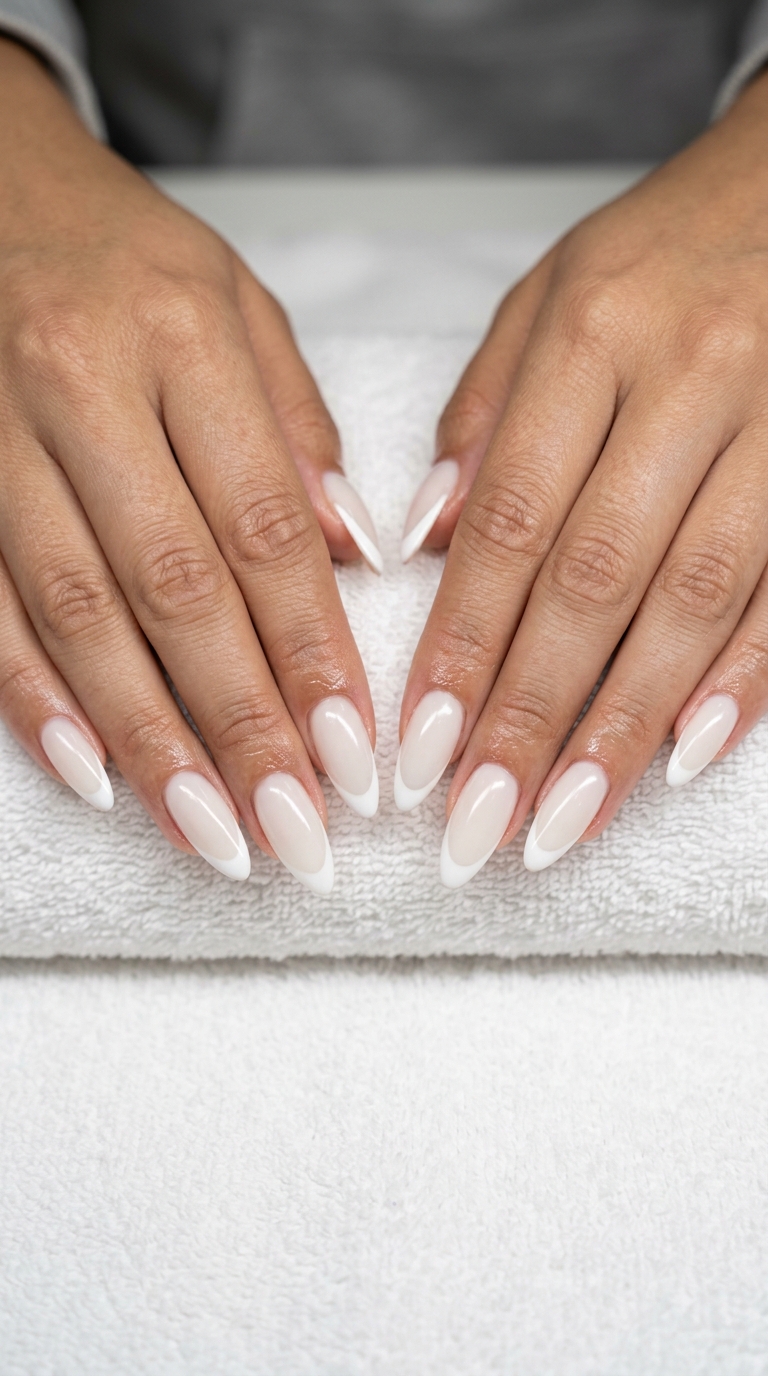 Summer Classy Nails 2026: Sculpted Cloud French Sculpted Cloud French nails: milky white & crisp white for summer classy nails 2026, perfect for weddings.