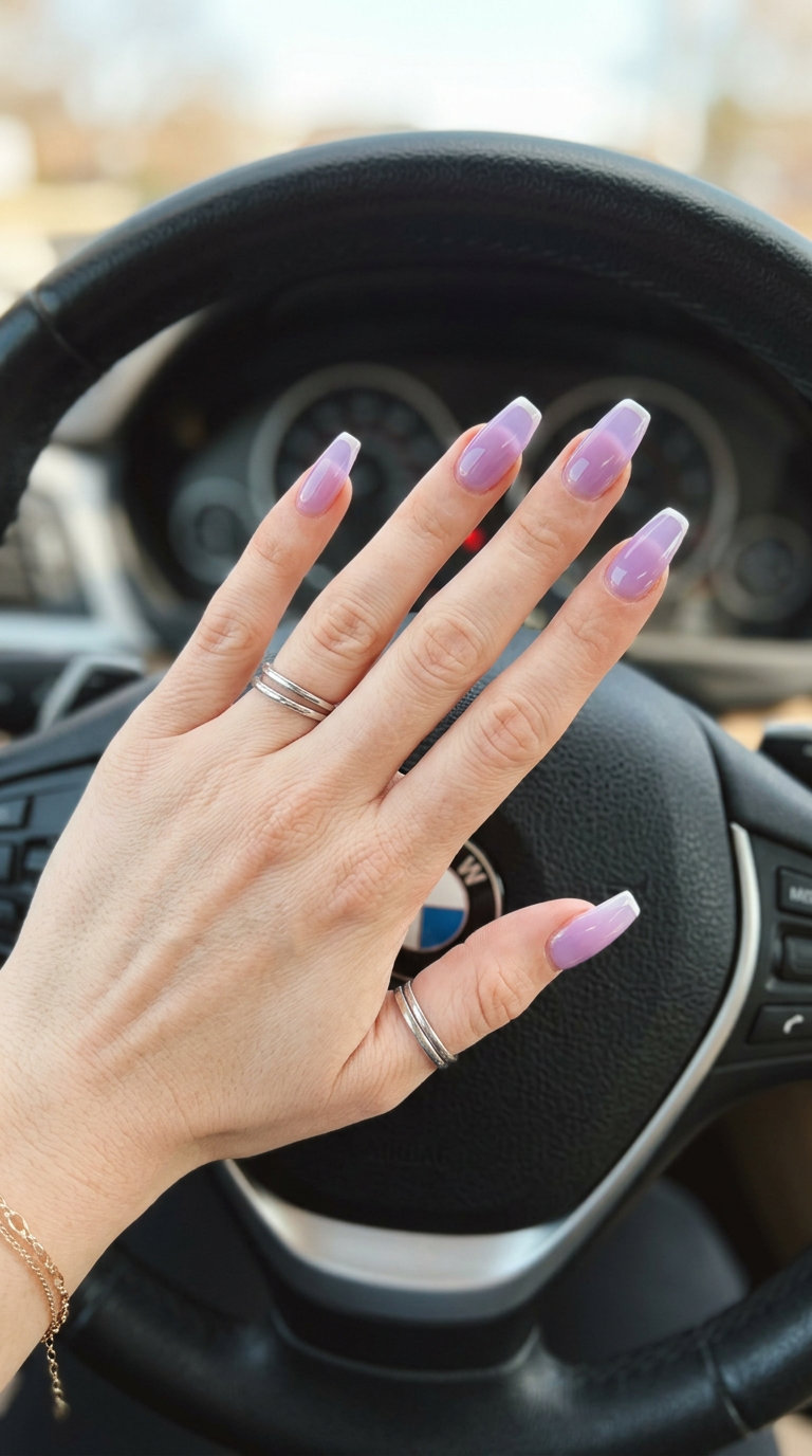 Lavender Jelly French Tips 2026 | Elegant Wedding Guest Nails Lavender Jelly French Tip nails for summer 2026, elegant for weddings and date nights.