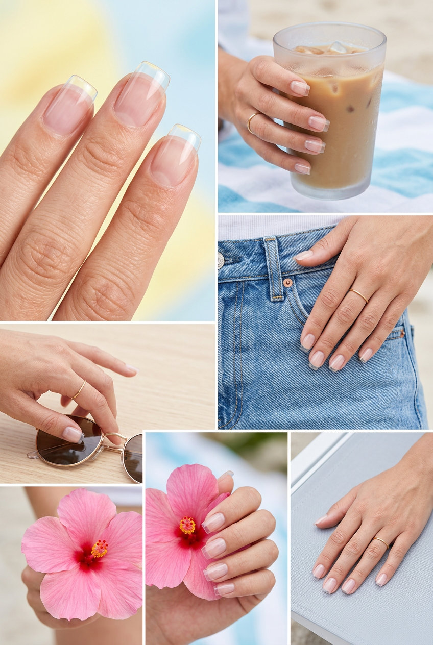 Clear Glass Square nails for summer nails square medium 2026. Modern, chic, and transparent high-gloss finish.