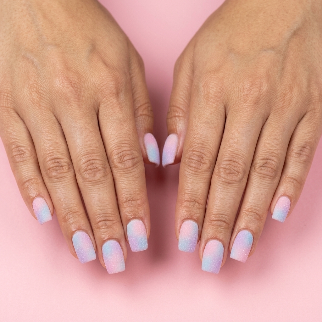 Pastel Sugar Sprinkle Square nails for summer nails square medium 2026. Whimsical pink, blue, lavender with textured finish.