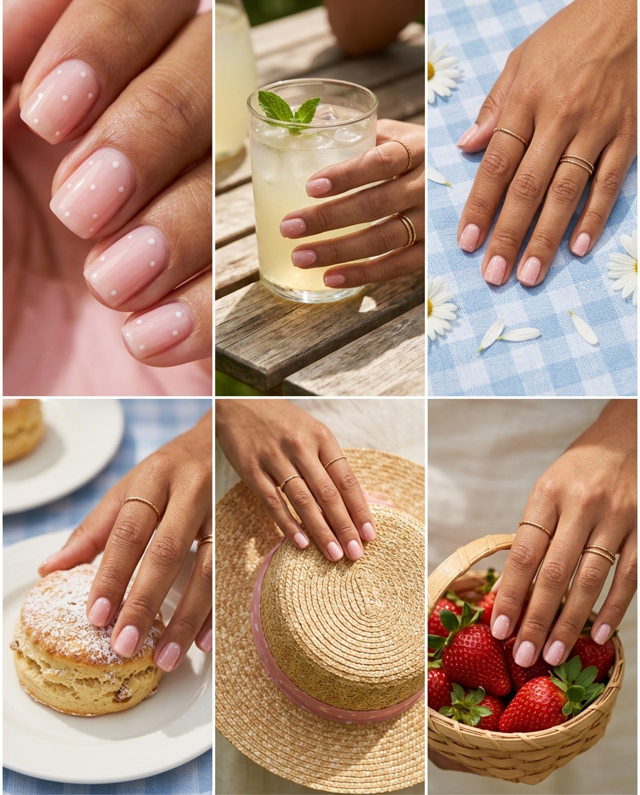 Strawberry shortcake dots square nails for summer vibes nails 2026, perfect for daily wear, casual outings, and picnics.