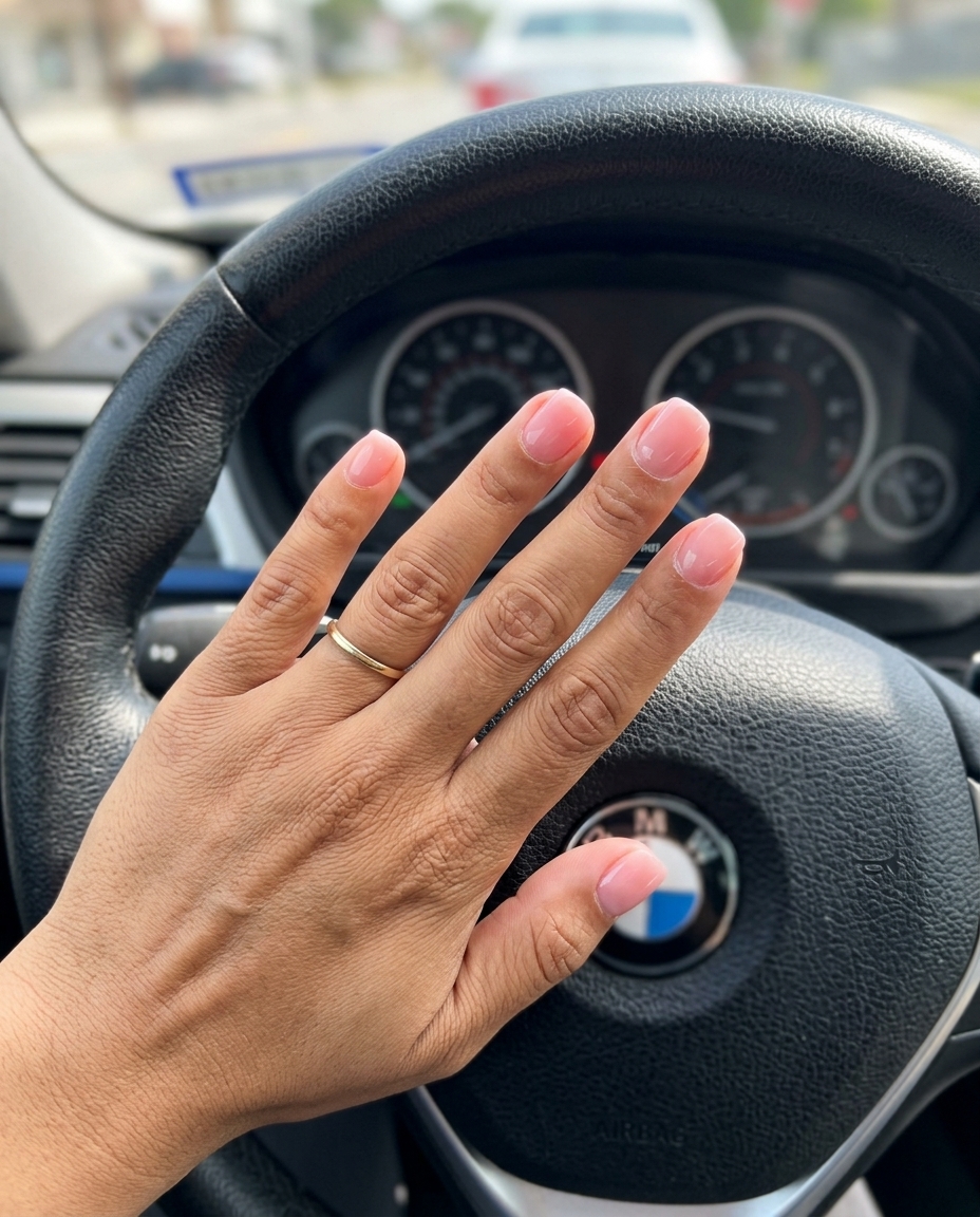 Healthy Nail Sheer Overlay: Trending summer nails 2026 in sheer milky pink for daily wear. Clean-girl aesthetic.