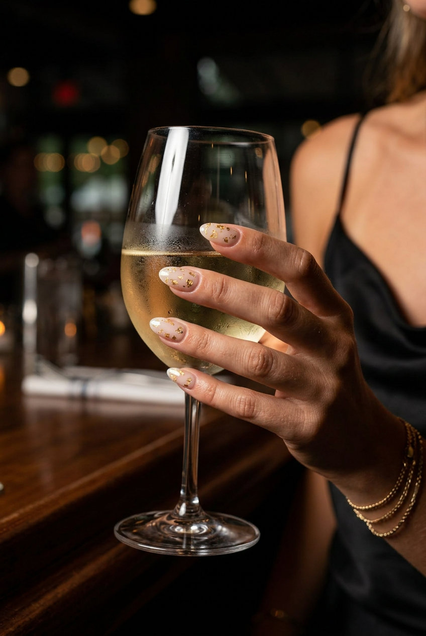 Gilded Nude Nails 2026: Elegant Style Trendy summer nails 2026: Gilded nude sheer square nails for weddings, daily, and business casual.