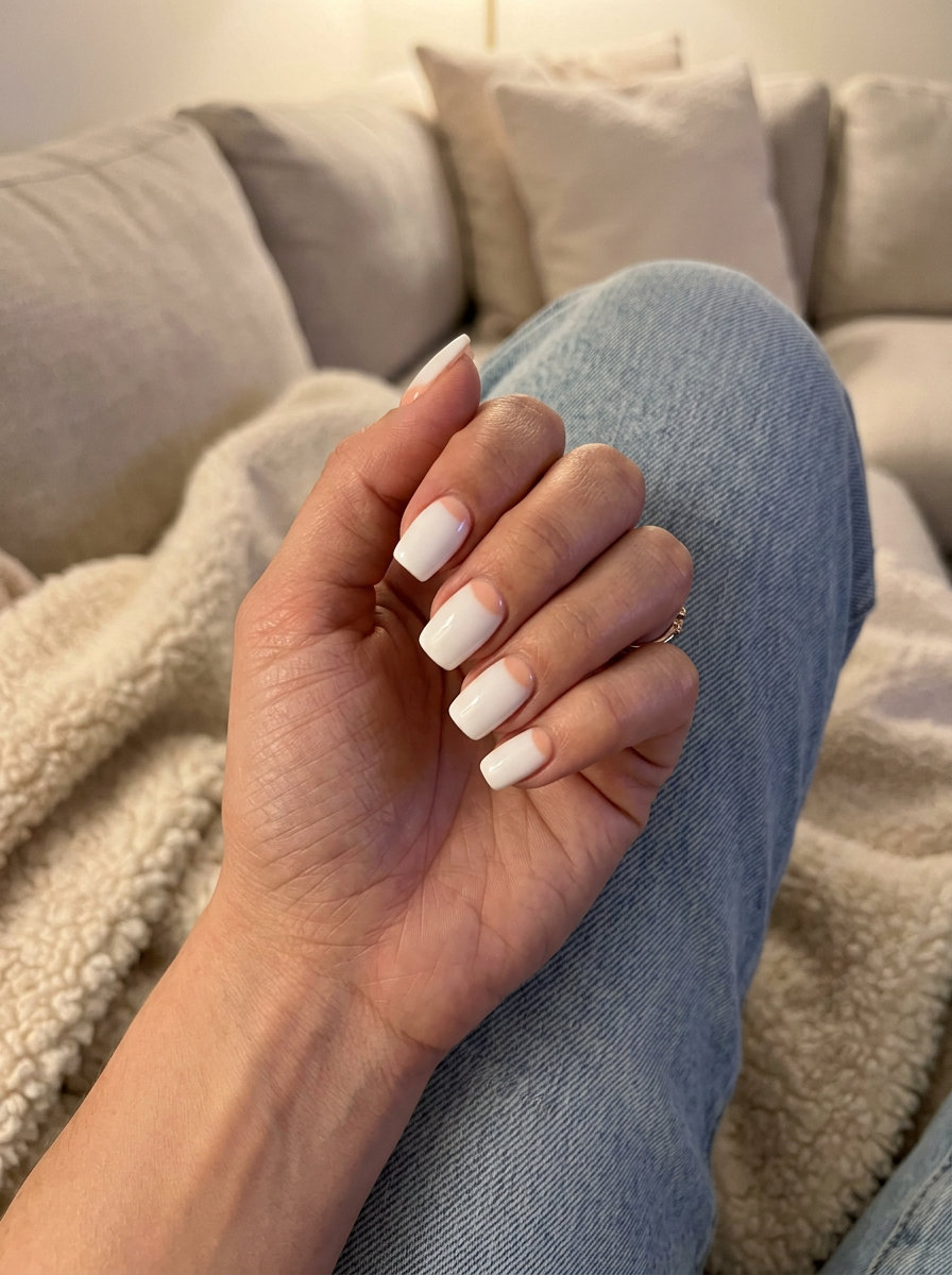 Sunset Reverse French Nails 2026: Chic Sophistication Chic sunset reverse French nails for trendy summer nails 2026, perfect for daily wear and lunch dates.