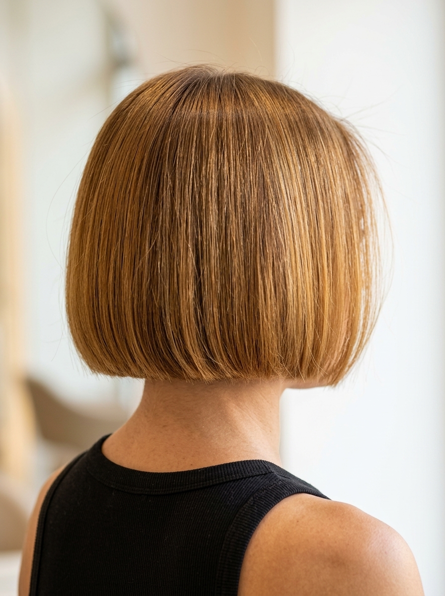 Edgy Jawline Italian Bob 2026 short italian bob haircut with warm brown & amber undertones, blunt cut, edgy mood