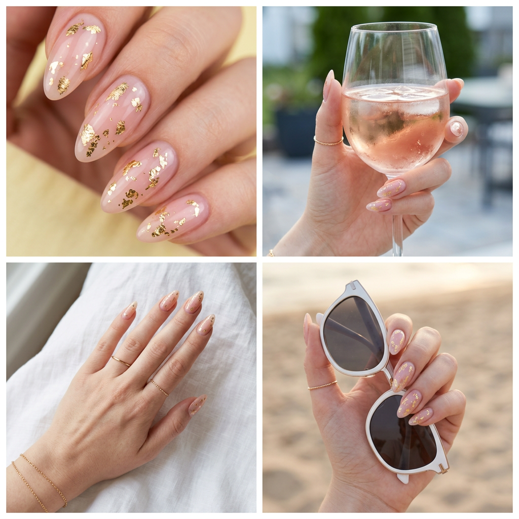 Rosy Gold Chrome Almond Nails 2026 | Glamorous Date Night Style Rosy Gold Chrome Almond nails for summer 2026, glamorous for date nights and soirees.