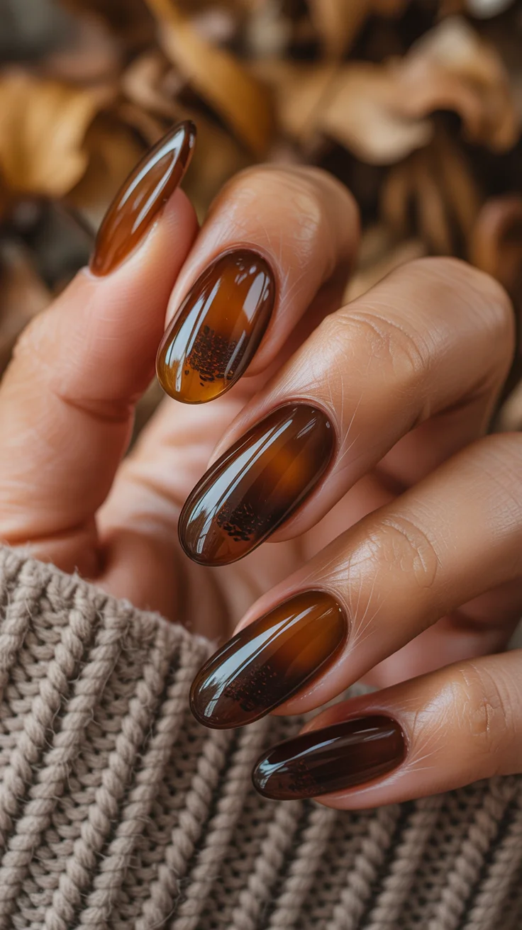 23 Fall Glass Gel Nails That Will Make Your Autumn Manicure Glow
