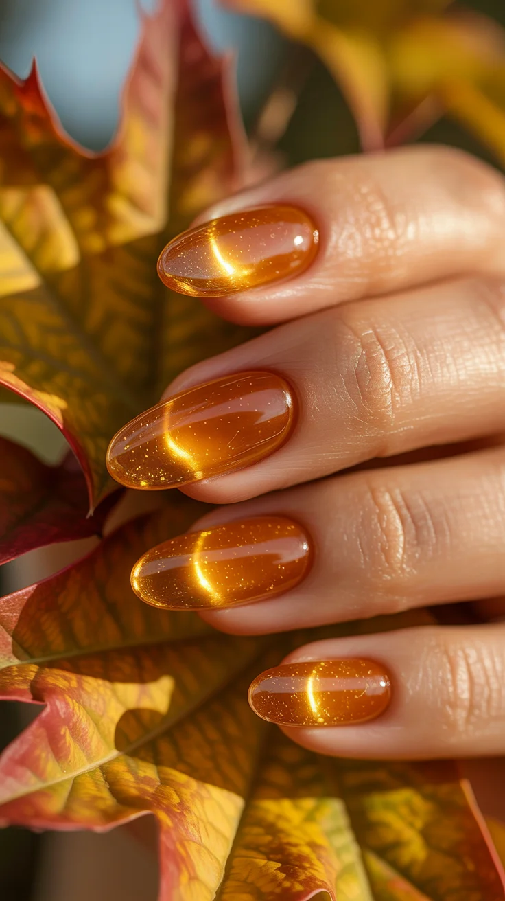 23 Fall Glass Gel Nails That Will Make Your Autumn Manicure Glow