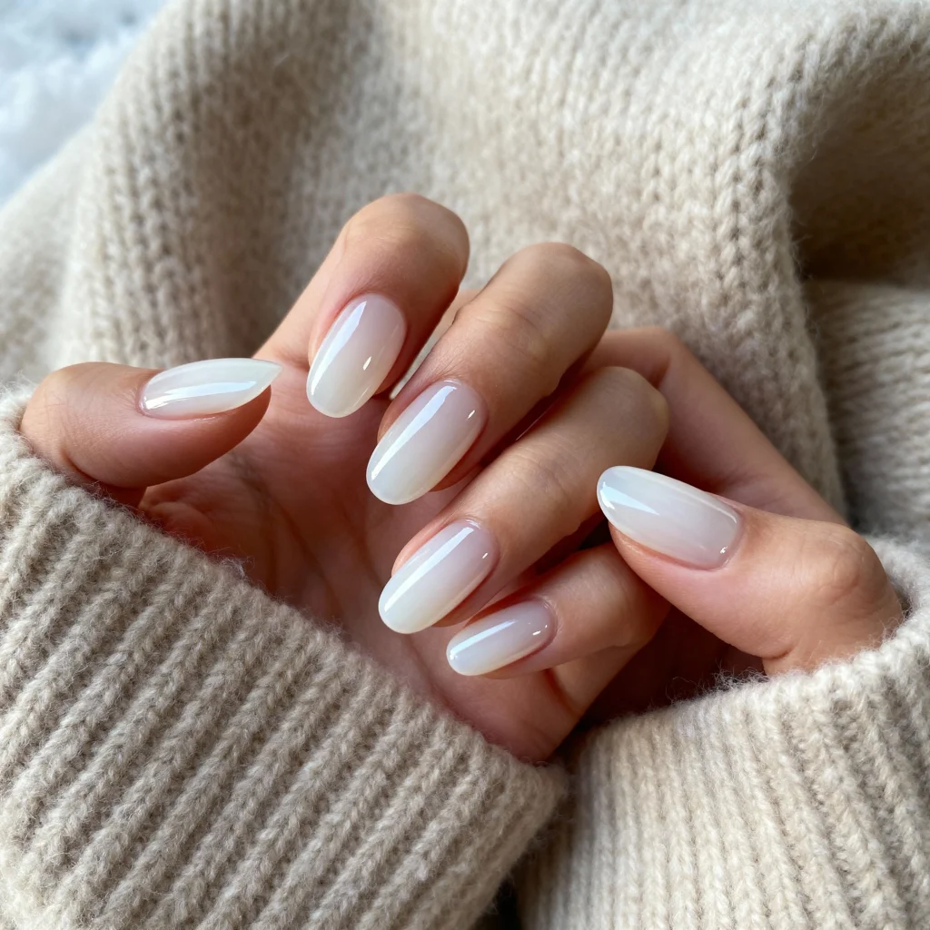21 Glass Effect Nails with Subtle Sparkle