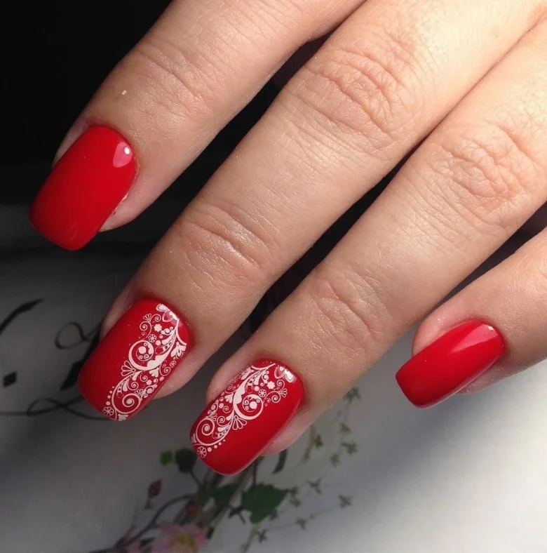 25 Cherry Red Fall Nails With Glossy Finish Style