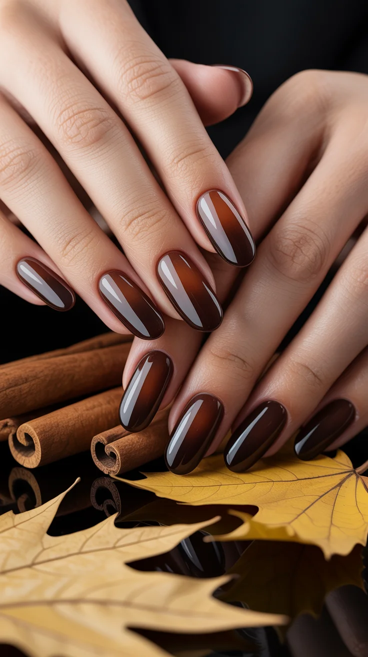 23 Fall Glass Gel Nails That Will Make Your Autumn Manicure Glow