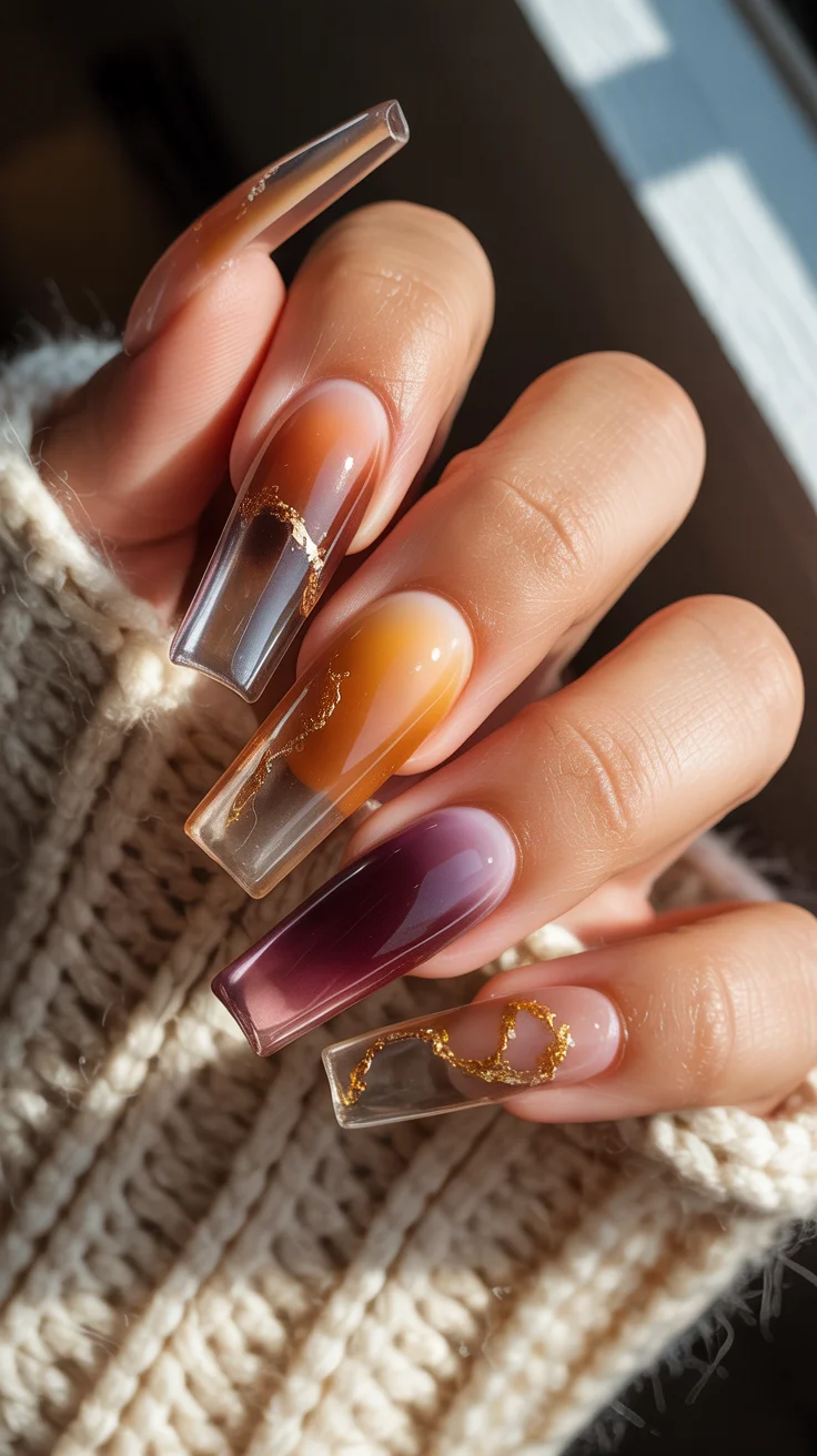 23 Fall Glass Gel Nails That Will Make Your Autumn Manicure Glow