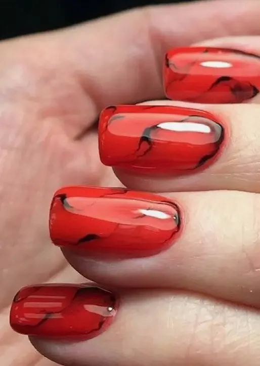 25 Cherry Red Fall Nails With Glossy Finish Style