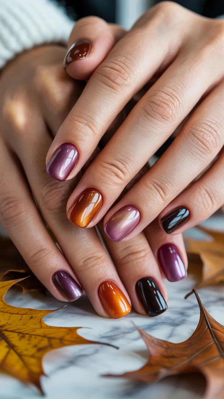 23 Fall Glass Gel Nails That Will Make Your Autumn Manicure Glow