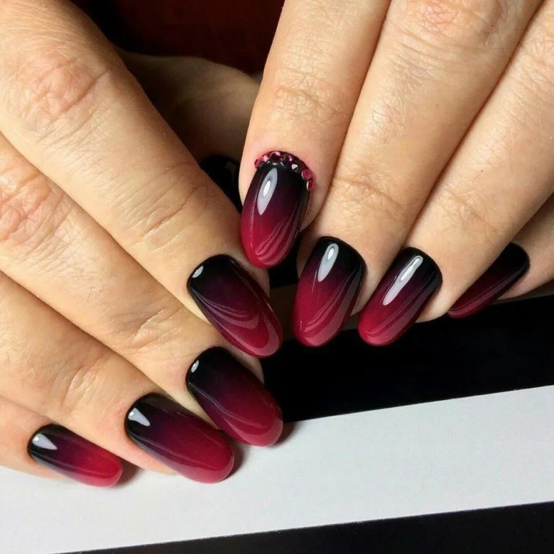 25 Cherry Red Fall Nails With Glossy Finish Style