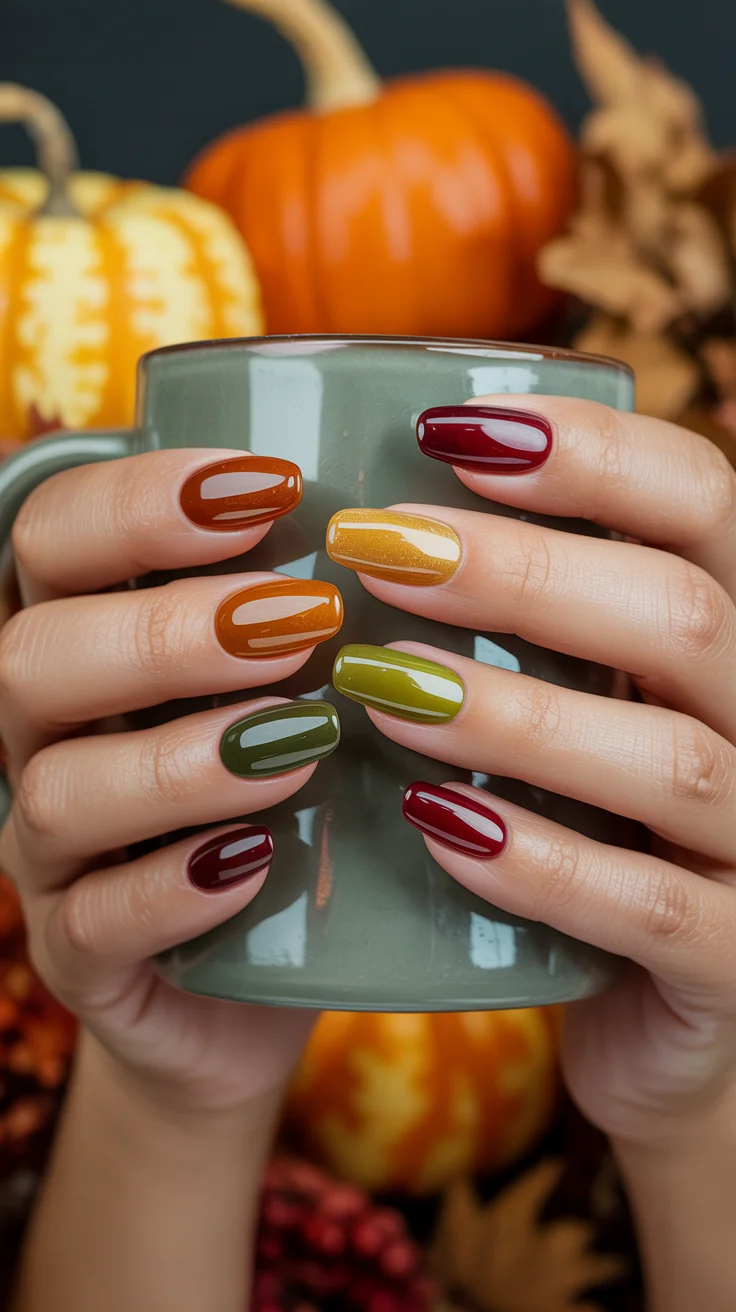 23 Fall Glass Gel Nails That Will Make Your Autumn Manicure Glow