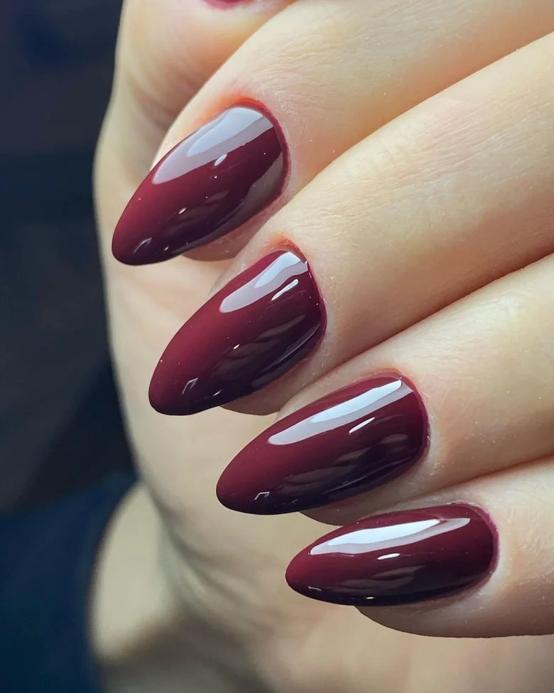 25 Cherry Red Fall Nails With Glossy Finish Style
