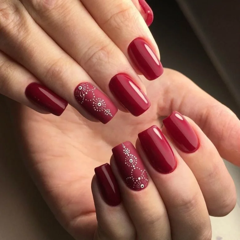 25 Cherry Red Fall Nails With Glossy Finish Style