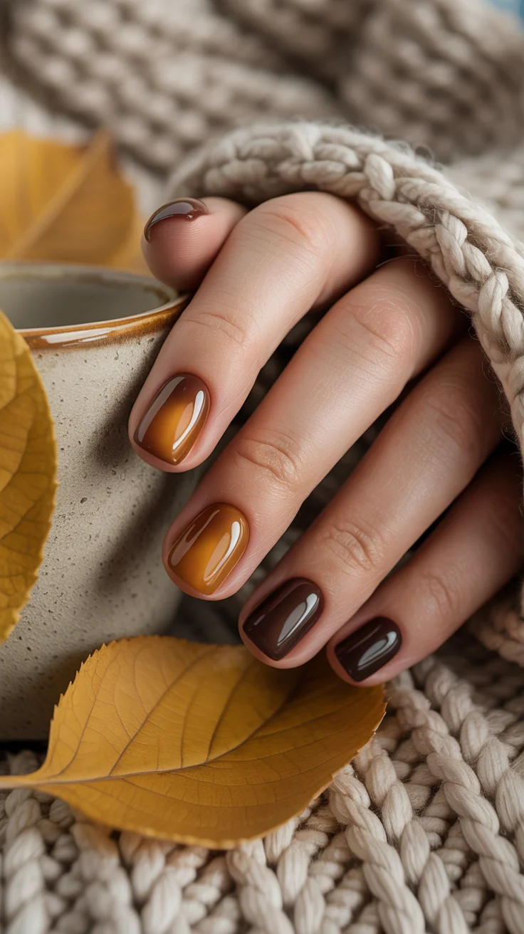 23 Fall Glass Gel Nails That Will Make Your Autumn Manicure Glow