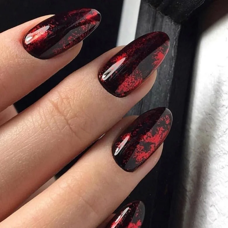 25 Cherry Red Fall Nails With Glossy Finish Style