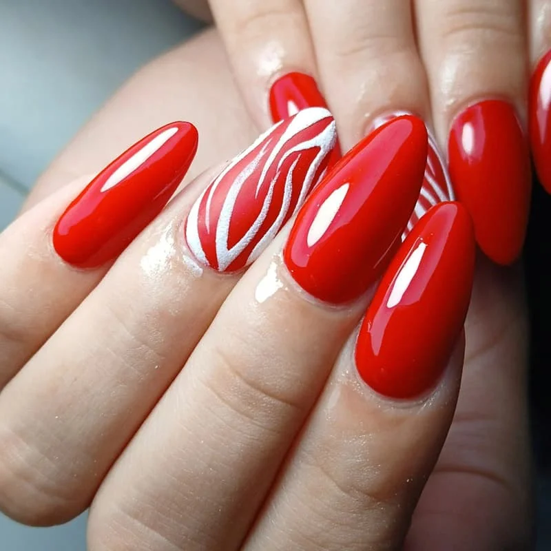 25 Cherry Red Fall Nails With Glossy Finish Style