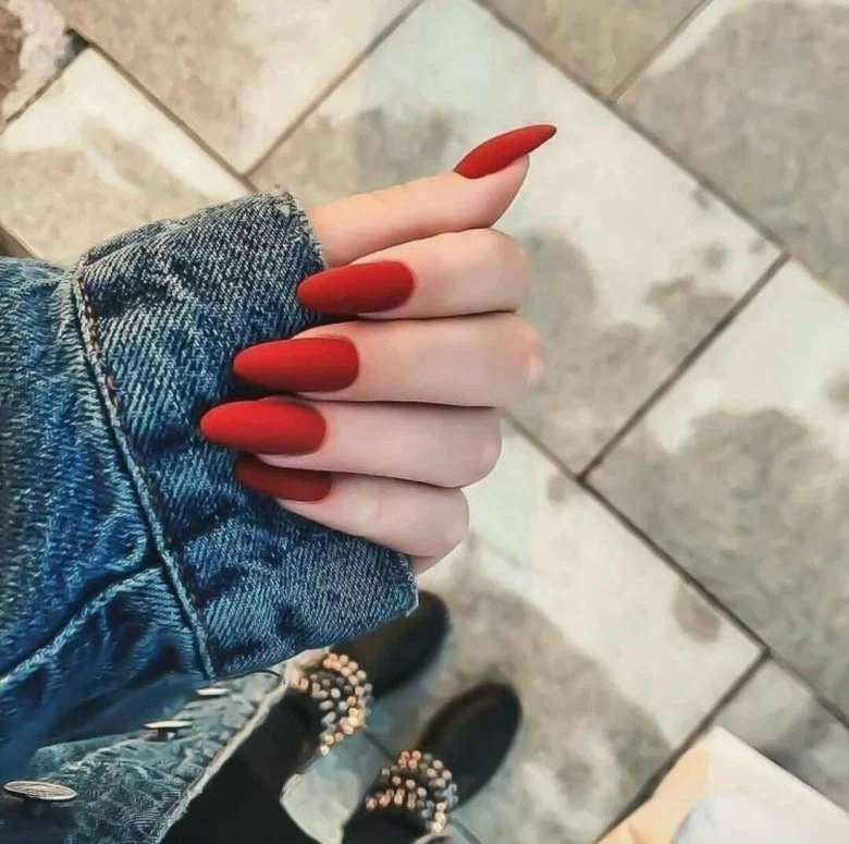 25 Cherry Red Fall Nails With Glossy Finish Style