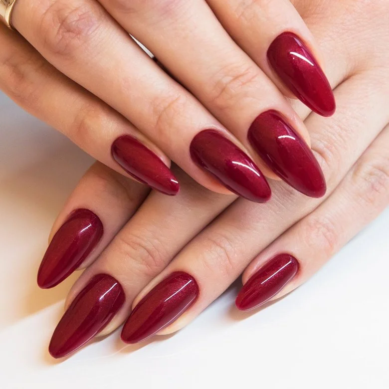 25 Cherry Red Fall Nails With Glossy Finish Style