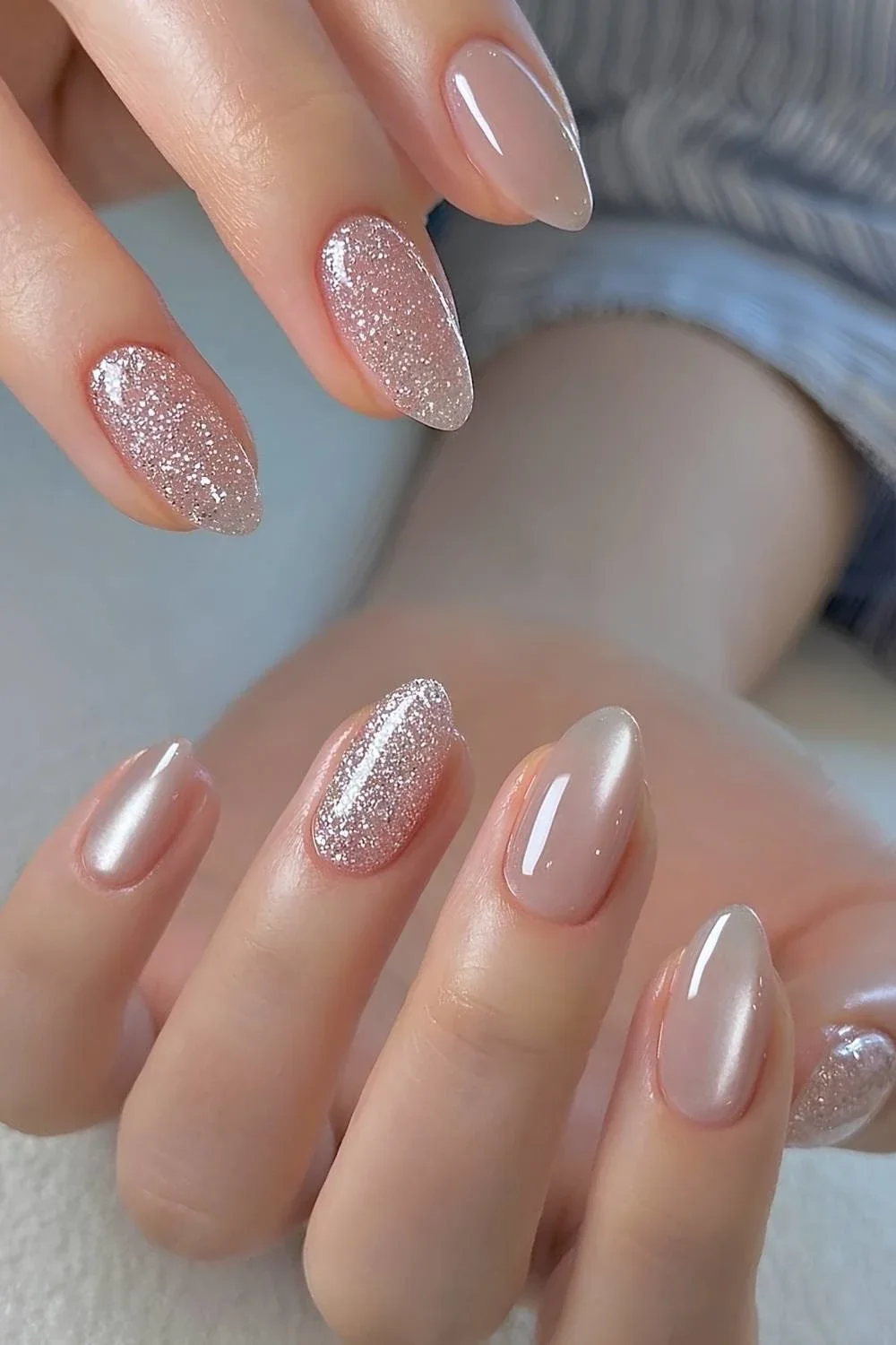 21 Glass Effect Nails with Subtle Sparkle