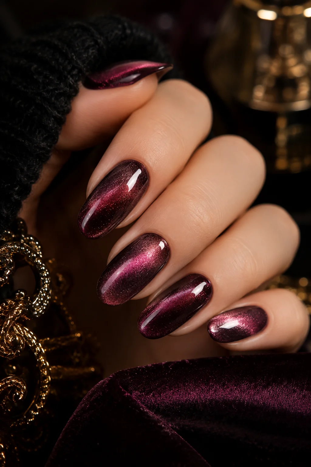23 Velvet Magnetic Nails Luxurious Glossy Finish: Chic Manicure Ideas