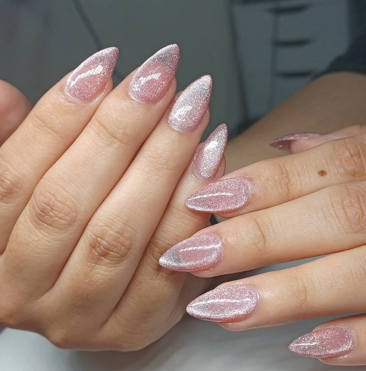 21 Glass Effect Nails with Subtle Sparkle