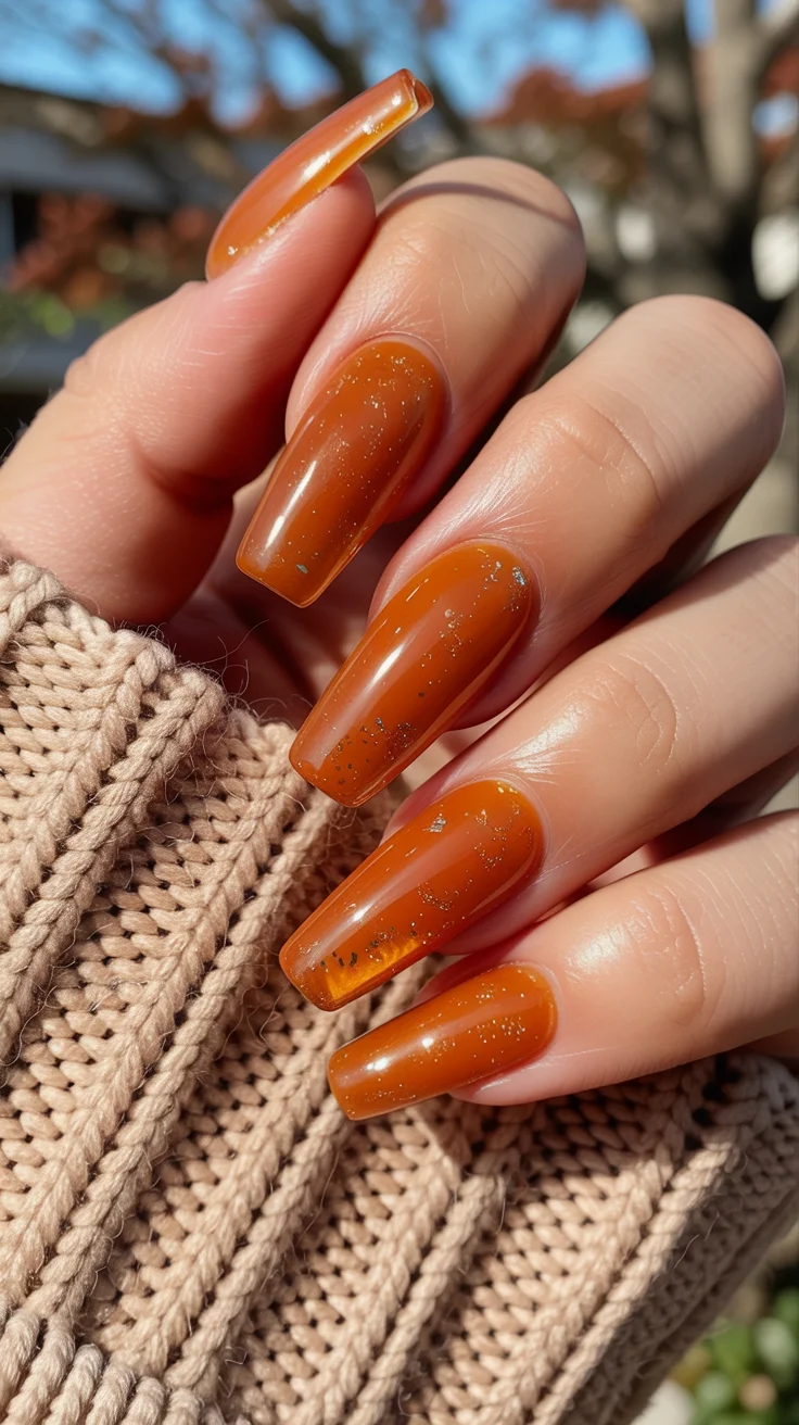 23 Fall Glass Gel Nails That Will Make Your Autumn Manicure Glow