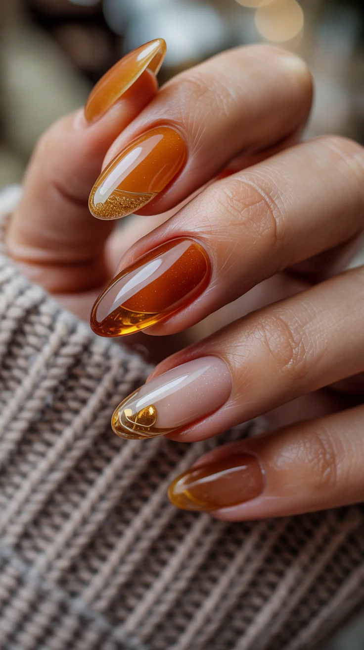 23 Fall Glass Gel Nails That Will Make Your Autumn Manicure Glow