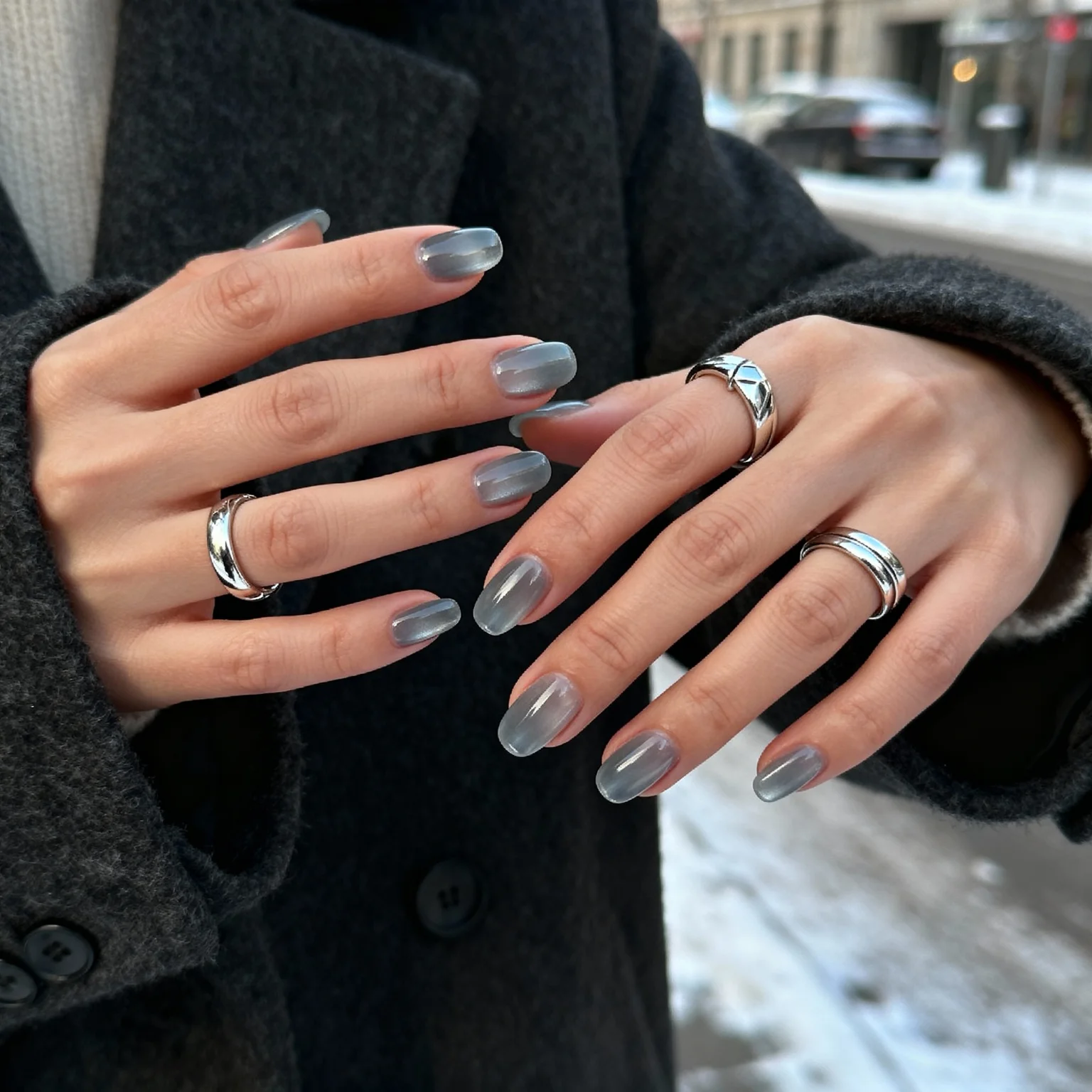 21 Glass Effect Nails with Subtle Sparkle