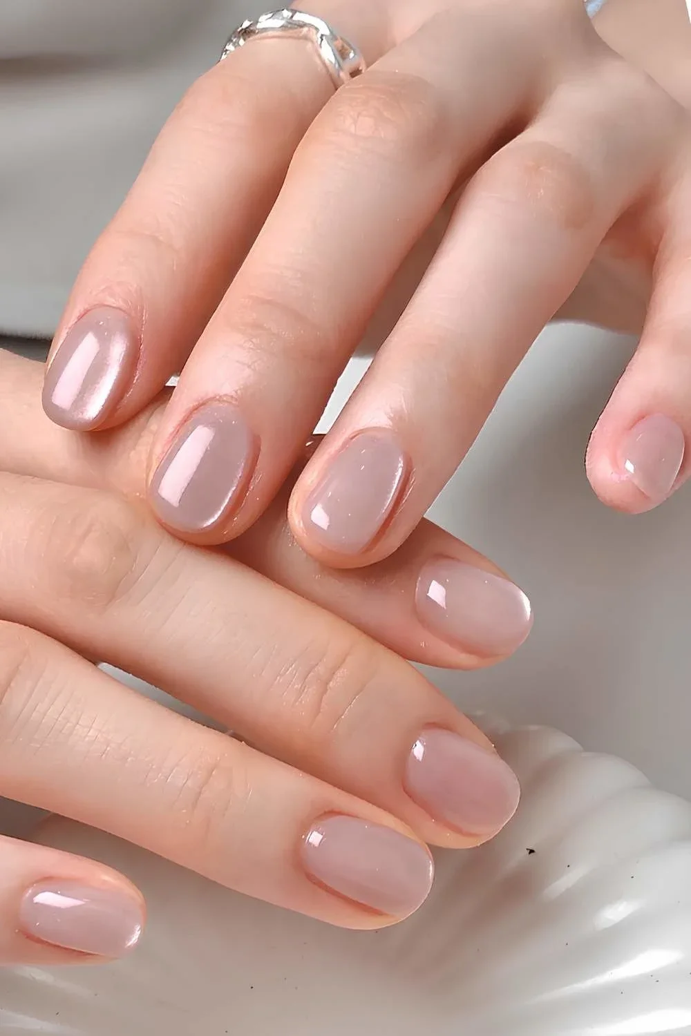 21 Glass Effect Nails with Subtle Sparkle