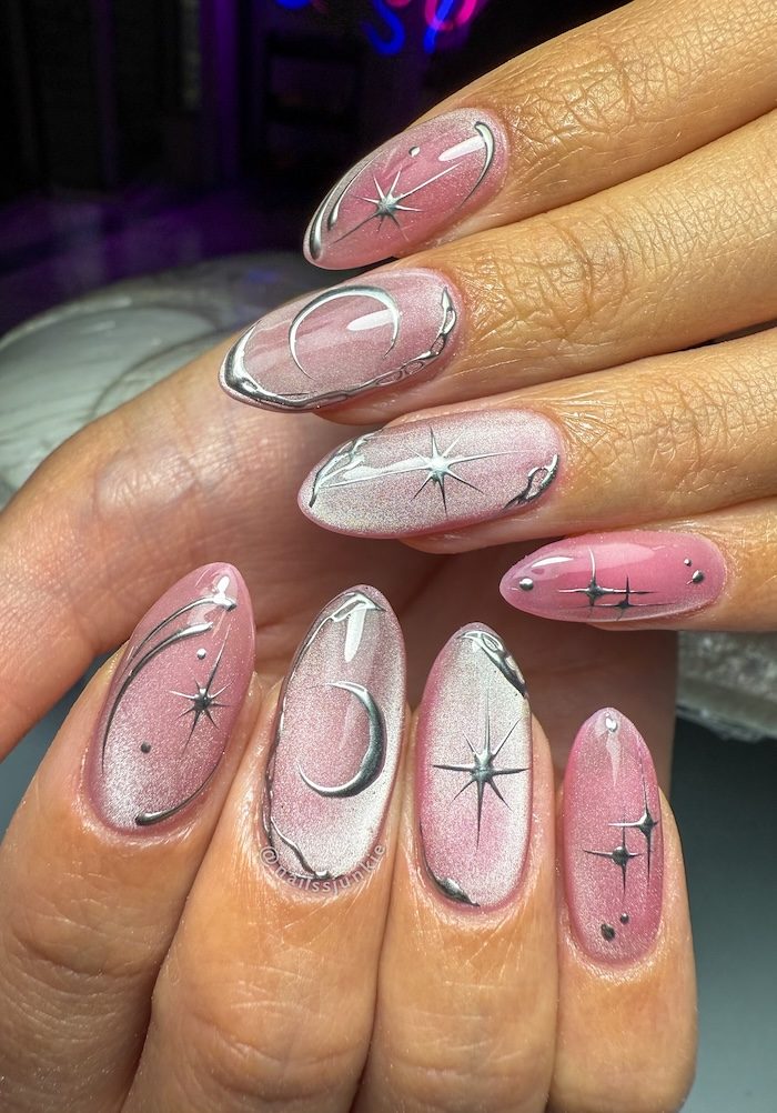 Cat-Eye Shimmer Pale Pink Celestial Cat Eye Nails Cat-Eye Shimmer Pale Pink Celestial Cat Eye Nails