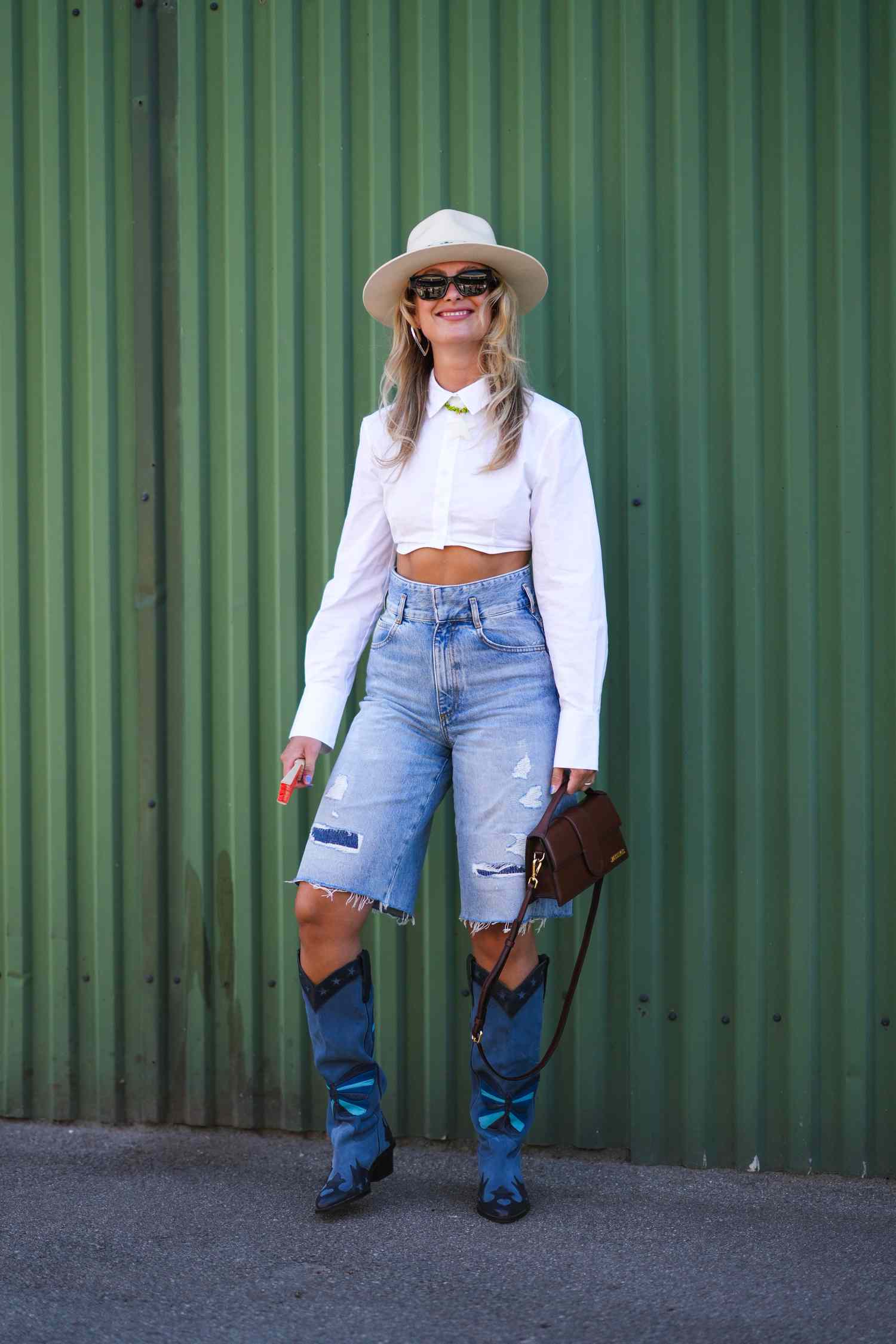 Distressed Denim Shorts and Cowboy Boots for a Casual Day Out — Coastal Cowgirl Outfits
