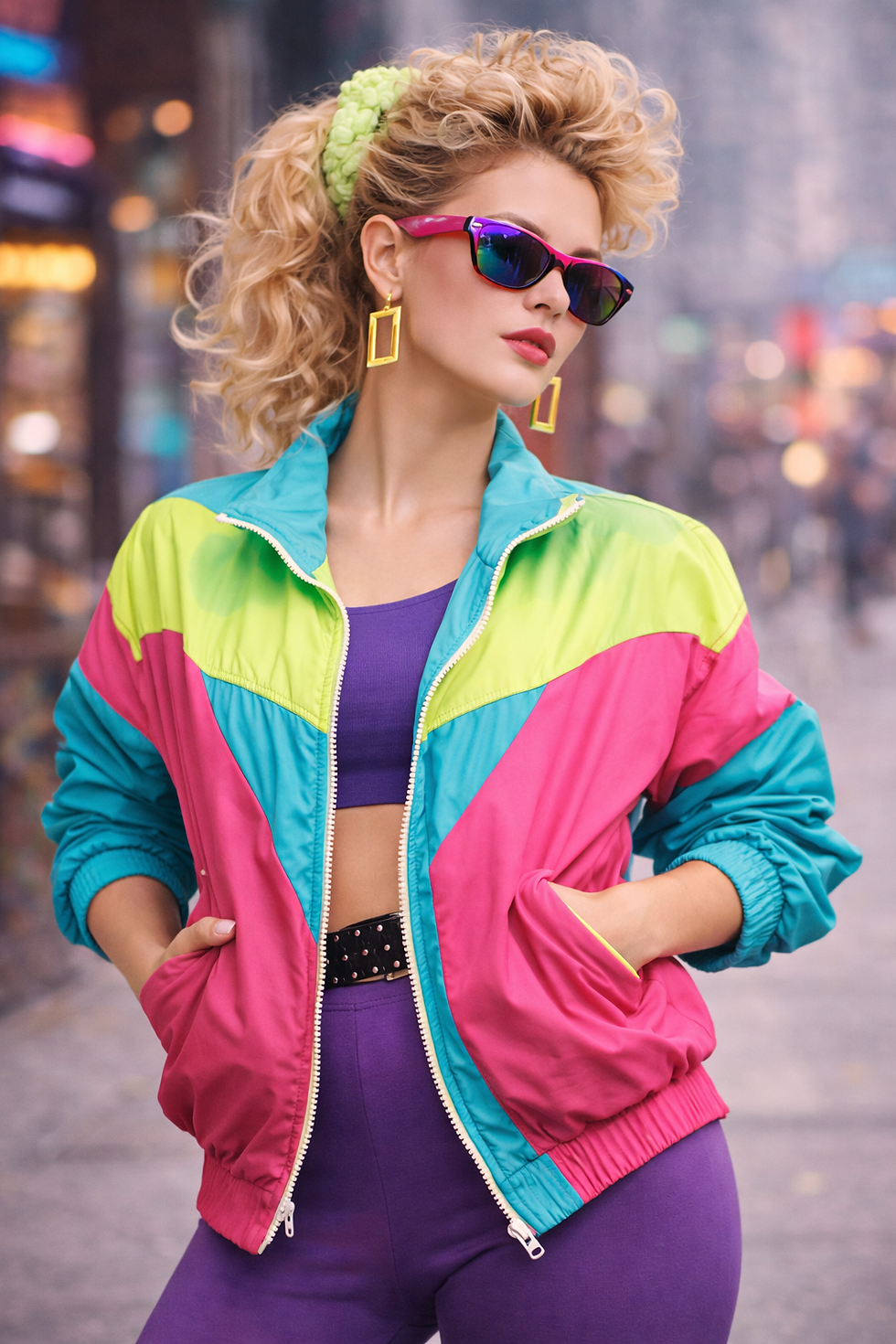 Color-Block Windbreaker and Leggings: Energetic 80s Athleisure Color-Block Windbreaker and Leggings: Energetic 80s Athleisure — 80s Outfits