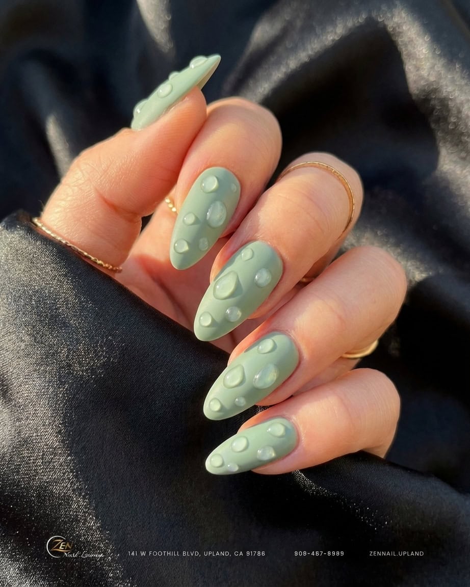 3D Water Droplet Sage Green Mittens 3D Water Droplet Sage Green Mittens — Sage Green Nails
