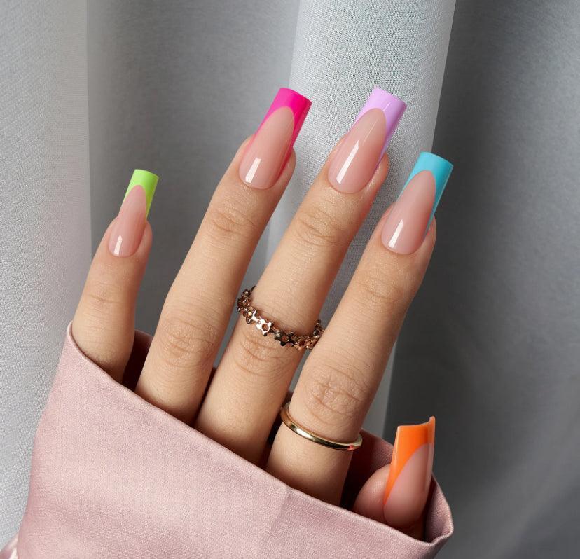One Hand Close-Up Visual Idea — Long Square Nails