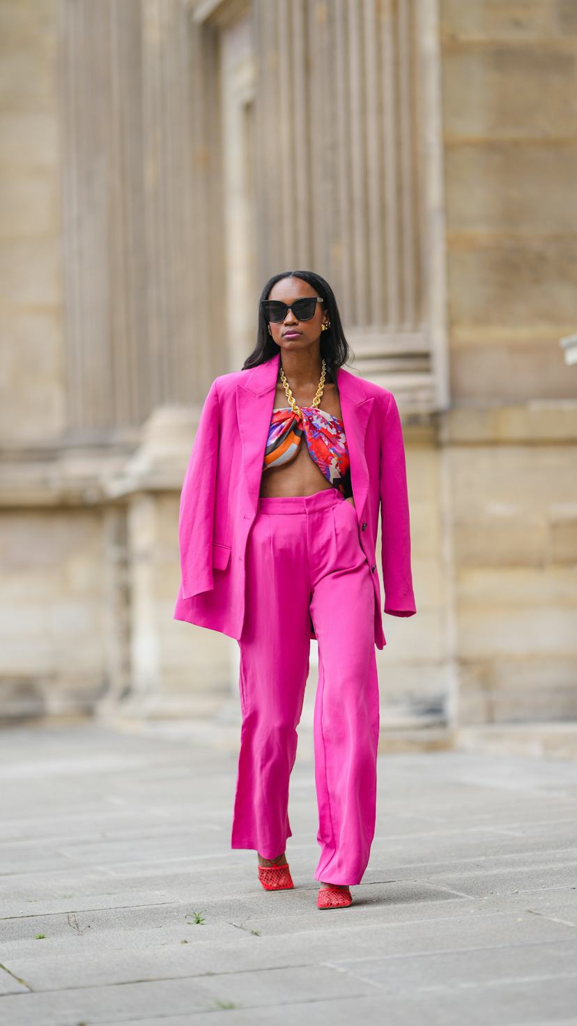 Power Dressing: Hot Pink Linen Blend Suit Power Dressing: Hot Pink Linen Blend Suit — Pink Outfits
