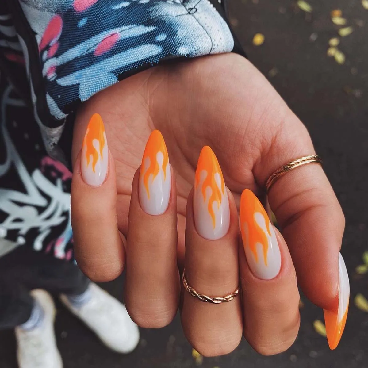 Glossy Visual Idea — Orange Nails