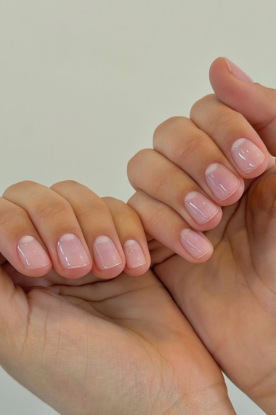 Milky Pink French Short Square — Natural Nails