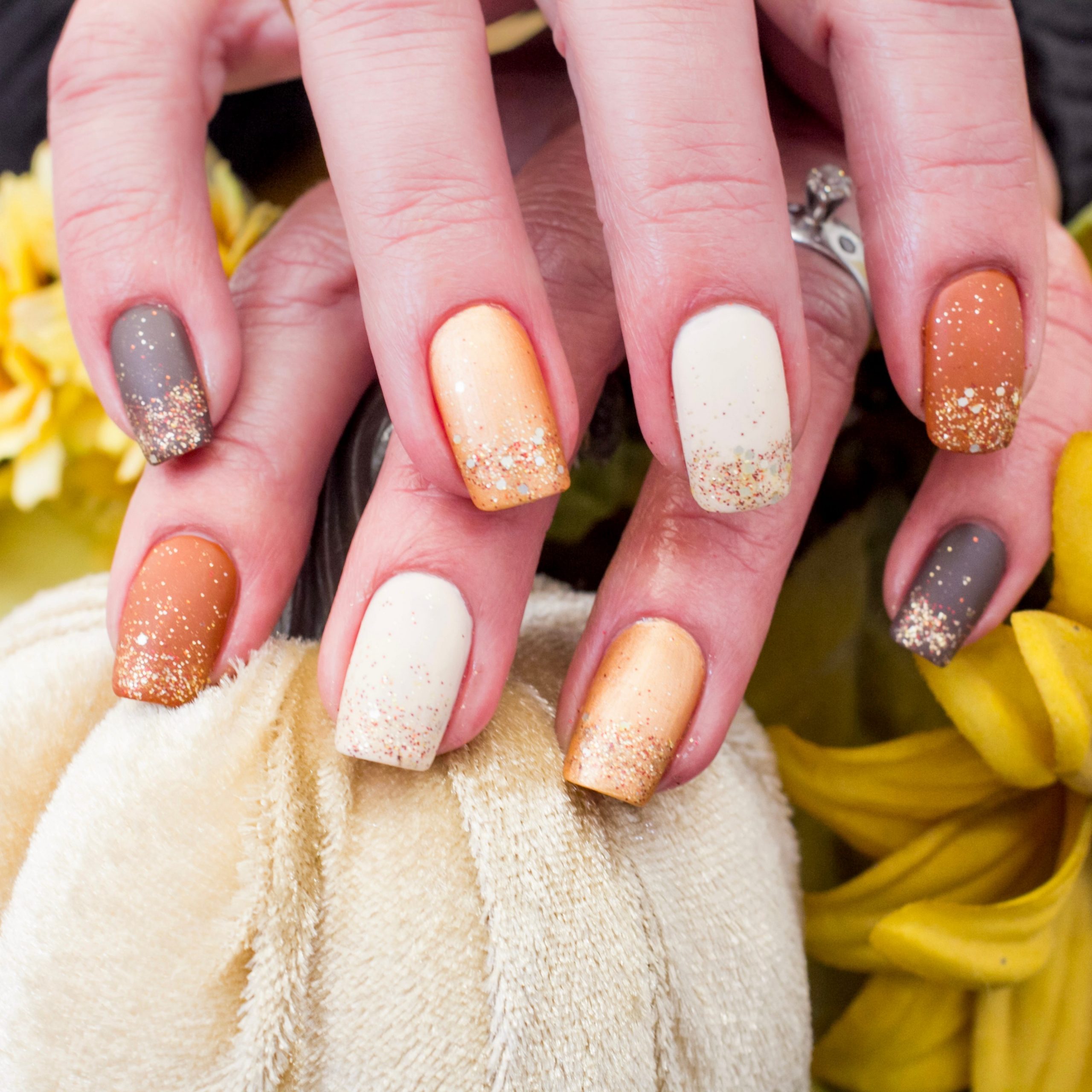 Matte Autumnal Gradient Short Square — Nails for Women Over 40