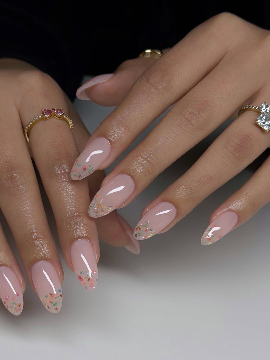 Spring Festive Visual Idea — Almond French Tip Nails