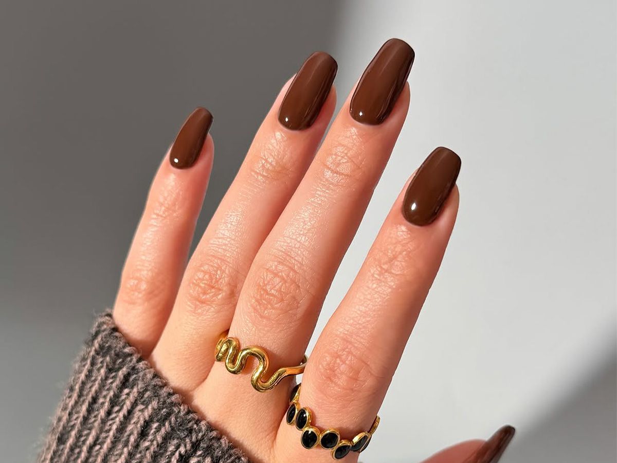 Deep Brown Glossy Long Coffin Nails Deep Brown Glossy Long Coffin Nails — Nails for Pale Skin