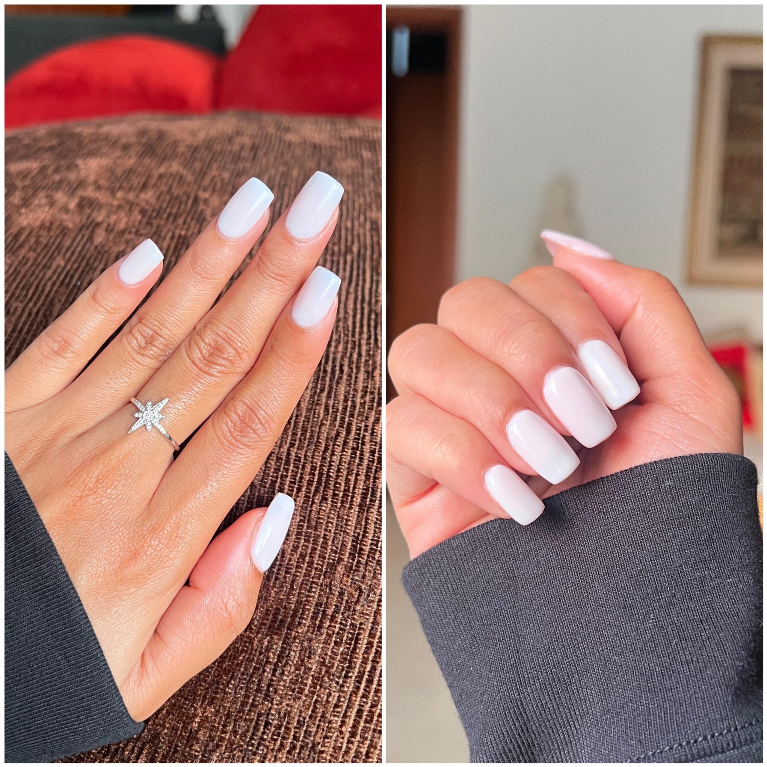 Short Oval Sheer Milky White Polish — Funny Bunny Nails