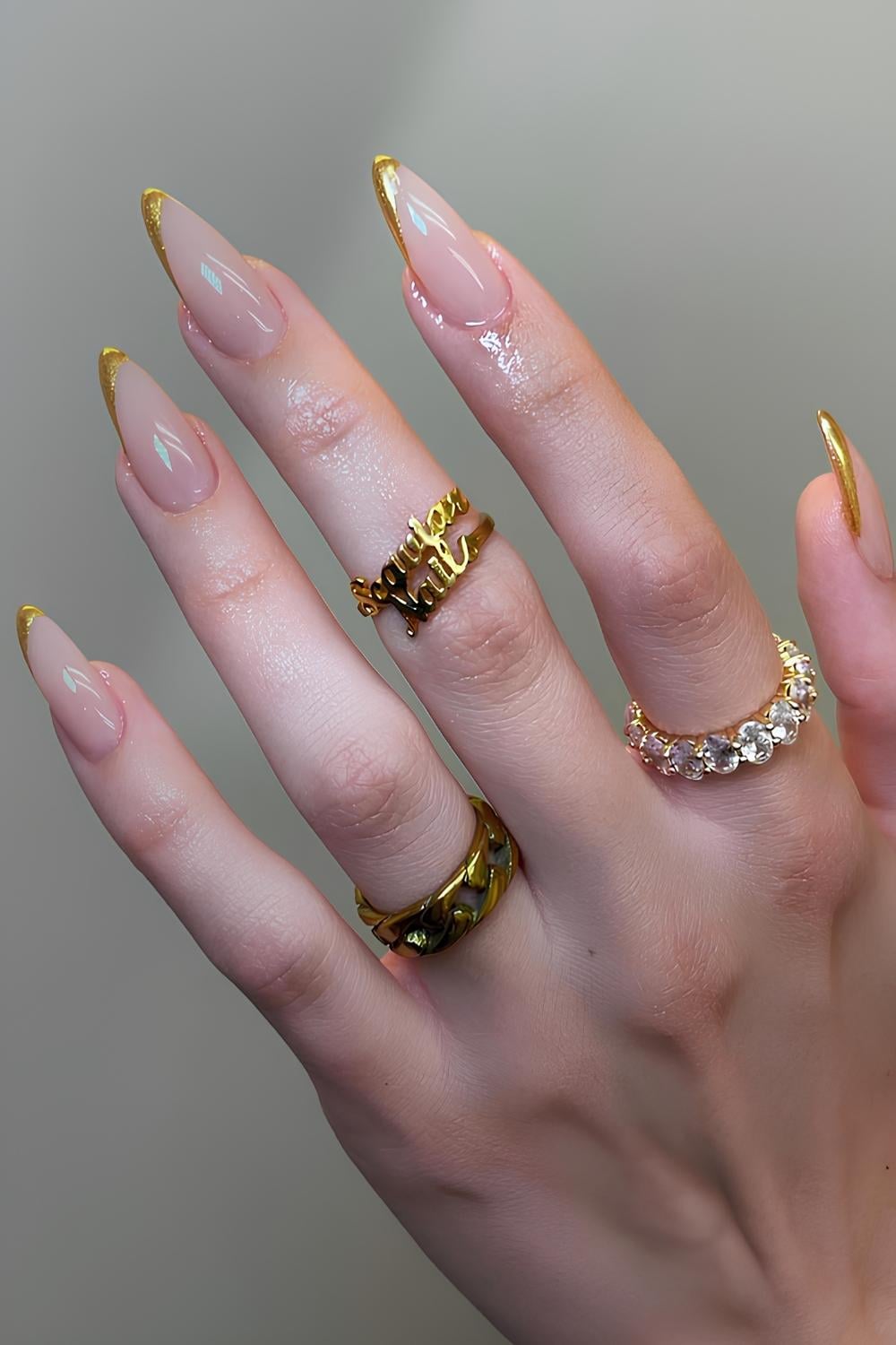 Visible Visual Idea — Gold French Tip Nails